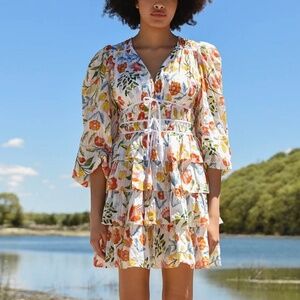 Flower Land Voile Mini Dress | Jessie Zhao